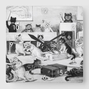 Cats Classroom Discipline, Louis Wain Square Wall Clock