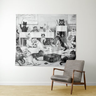 Cats Classroom Discipline, Louis Wain Tapestry