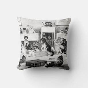 Cats Classroom Discipline, Louis Wain Throw Pillow