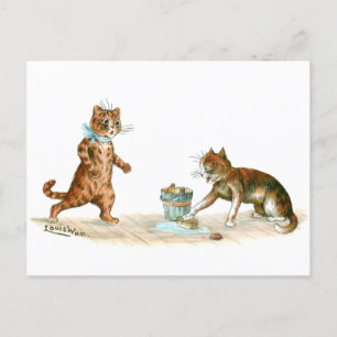 Cats Cleaning Louis Wain Postcard