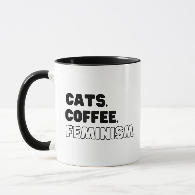 Cats Coffee Feminism Mug (Left)