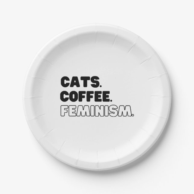 Cats Coffee Feminism Paper Plate (Front)