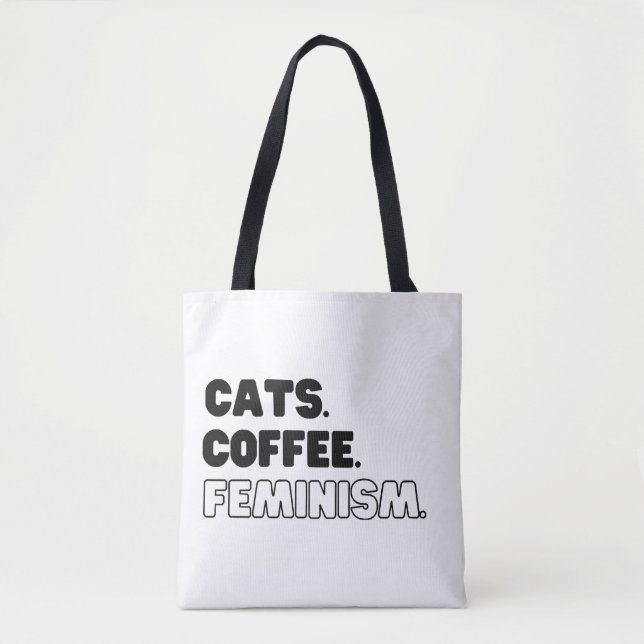 Cats Coffee Feminism Tote Bag (Front)