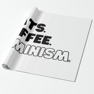 Cats Coffee Feminism Wrapping Paper