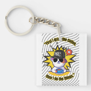 cats coffee quote  keychain