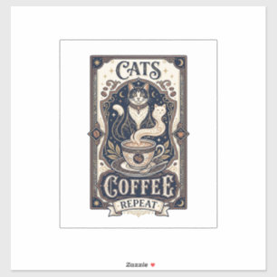 Cats Coffee Repeat Cat Coffee Vintage Vector Art S