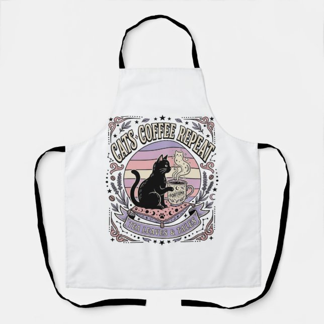 Cats Coffee Repeat Cat Tea Leaves Coffee Fortune R Apron (Front)