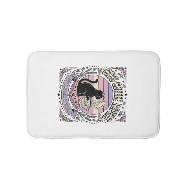 Cats Coffee Repeat Cat Tea Leaves Coffee Fortune R Bath Mat (Front)