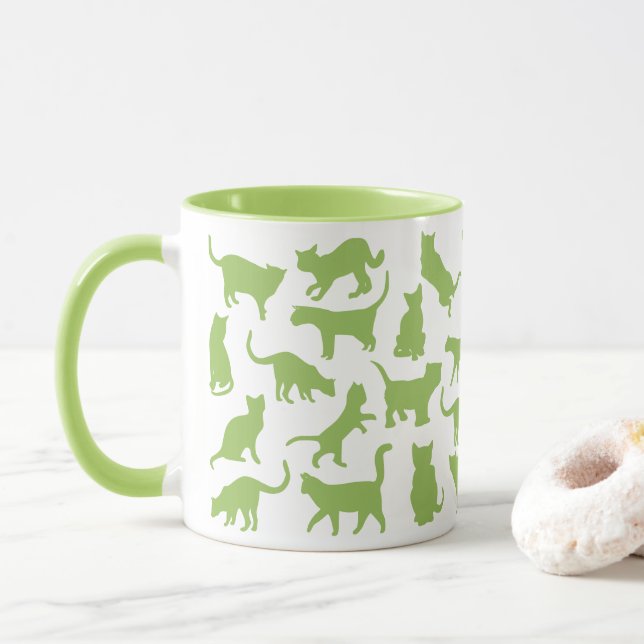 Cats Colour Lime Green Mug (With Donut)