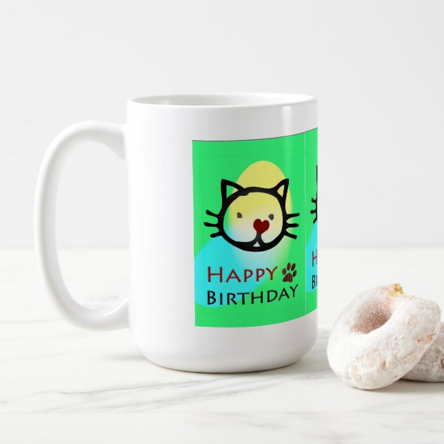 Cats Colourful Cat Paws Coffee Mug (With Donut)