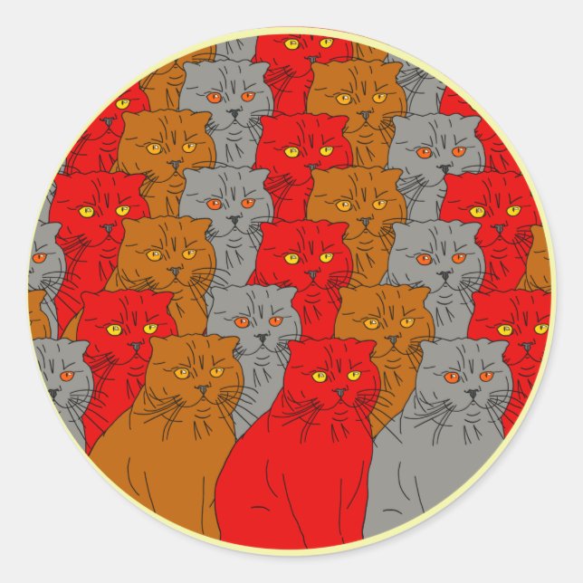 Cats Colourful group Stikers Classic Round Sticker (Front)