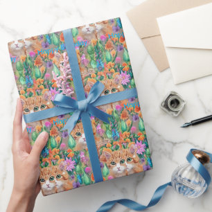 Cats Colourful Happy birthday Wrapping Paper