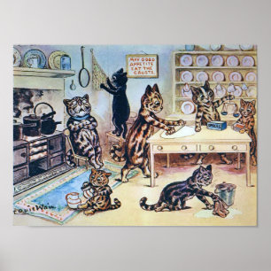 Cats Cooking, Louis Wain Poster