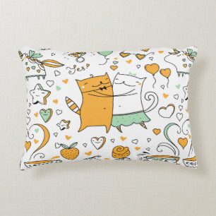 Cats couple illustration. cartoon kitten animals i accent pillow