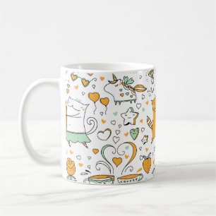 Cats couple illustration. cartoon kitten animals i coffee mug
