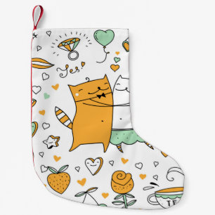 Cats couple illustration. cartoon kitten animals i small christmas stocking