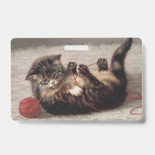Cat's Cradle, A Cat Playing Ball of Yarn Badge