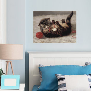 Cat's Cradle, A Cat Playing Ball of Yarn Foil Prints