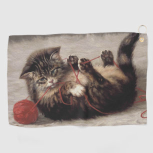 Cat's Cradle, A Cat Playing Ball of Yarn Golf Towel