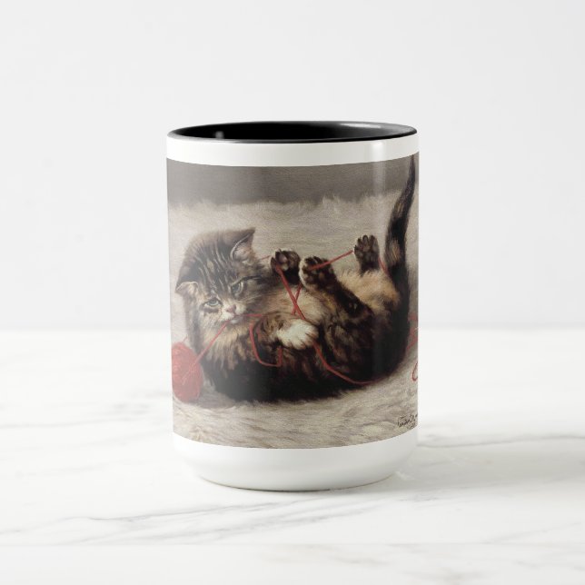 Cat's Cradle, A Cat Playing Ball of Yarn Mug (Center)