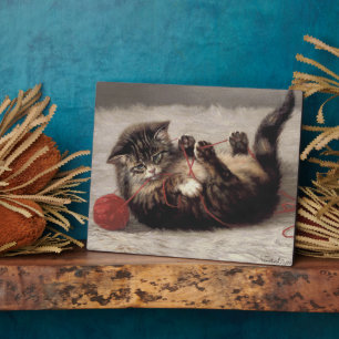 Cat's Cradle, A Cat Playing Ball of Yarn Plaque