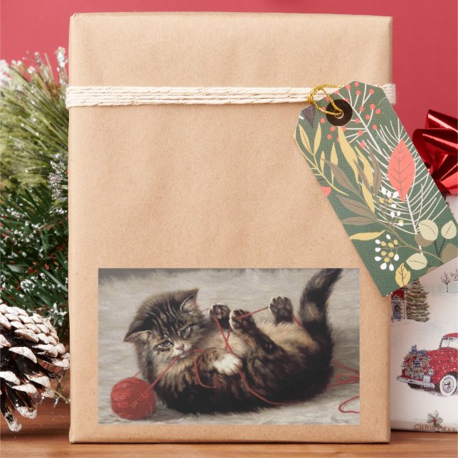 Cat's Cradle, A Cat Playing Ball of Yarn Sticker (Holiday)