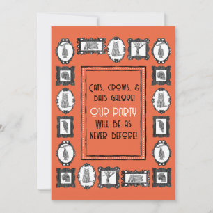 Cats, Crows, and Bats Halloween Invitation