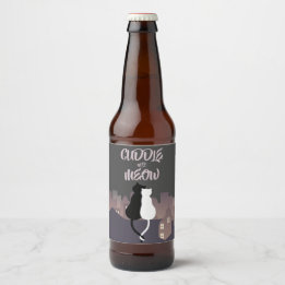 Cats cuddling Cute Valentine's Day Beer Bottle Label
