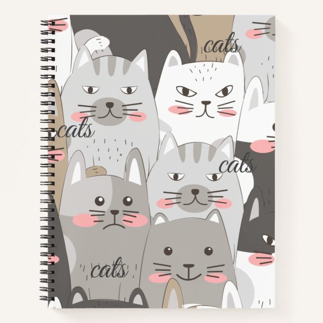 Cats Custom 8.5" x 11" Spiral Notebook (Front)