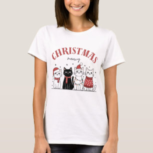 cats cute funny meowy Christmas T-Shirt