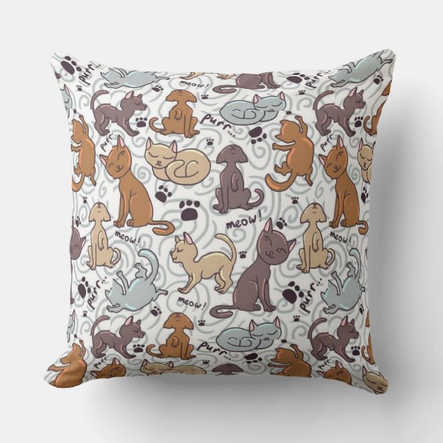 Cats Daily Life Throw Pillow (Front)