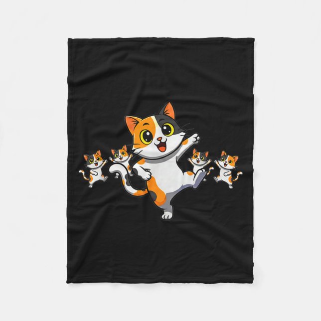 Cats Dancing Funny Cat Lover For Women Kitty Graph Fleece Blanket (Front)