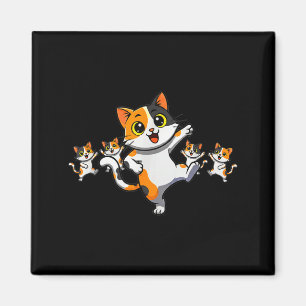 Cats Dancing Funny Cat Lover For Women Kitty Graph Magnet
