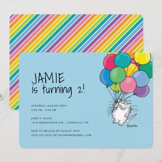 CATS D'ANNIVERSAIRE par Sandra Boynton Invitation (Devant / Derrière)