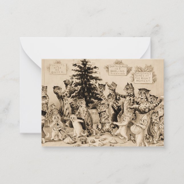 Cats Decorating Christmas Tree by Louis Wain Card (Front)