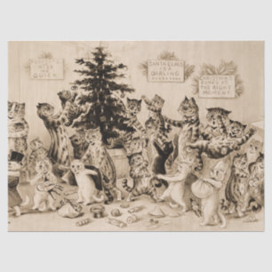 Cats Decorating Christmas Tree by Louis Wain Tissue Paper