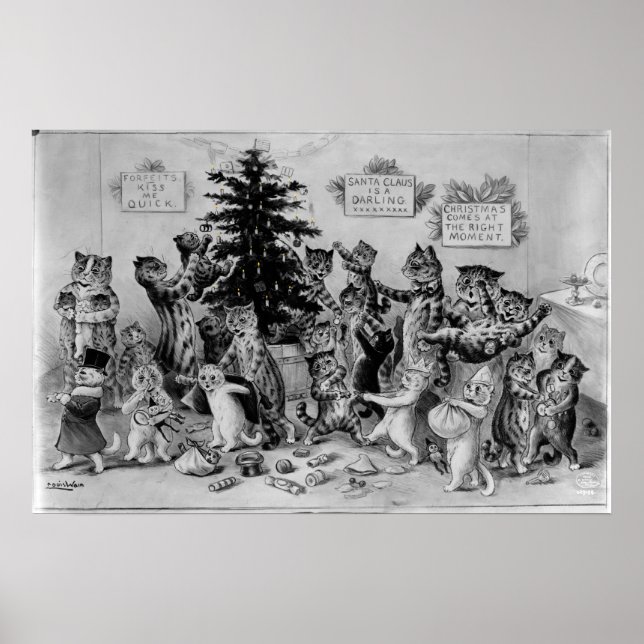 Cats Decorating Christmas Tree Poster (Front)