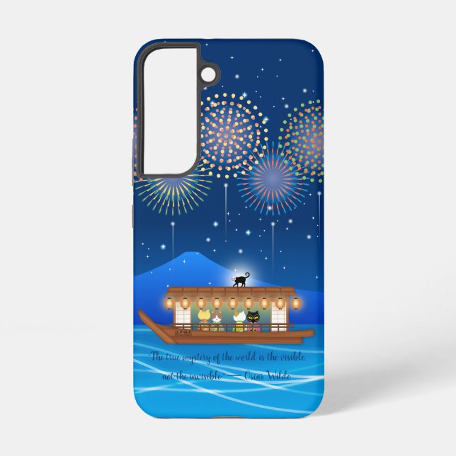 Cats Delighting in Fireworks Aboard Samsung Galaxy S22 Case (Back)