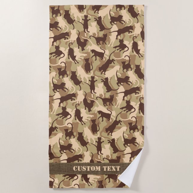 Cats Desert Camouflage Beach Towel (Front)