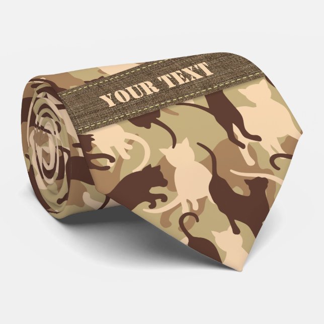 Cats Desert Camouflage Tie (Rolled)