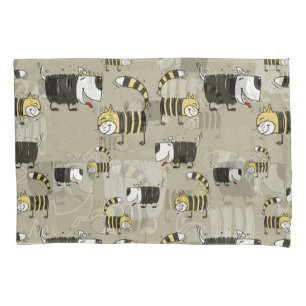 Cats & Dogs: Funny Seamless Texture Pillowcase