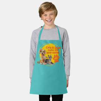 Cats & Dogs Make Life Paw-some! Apron