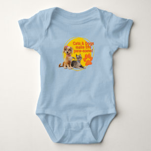 Cats & Dogs Make Life Paw-some! Baby Bodysuit