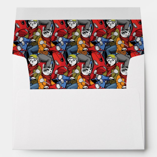 Cats & Dogs Scooter Pattern Envelope (Back (Bottom))