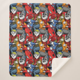 Cats & Dogs Scooter Pattern Sherpa Blanket
