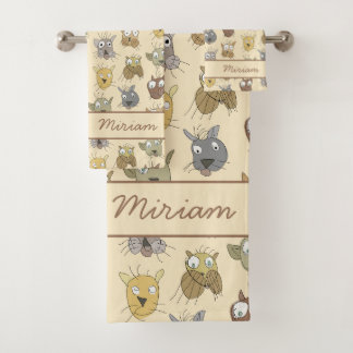 Cats Doodle Bath Towel Set