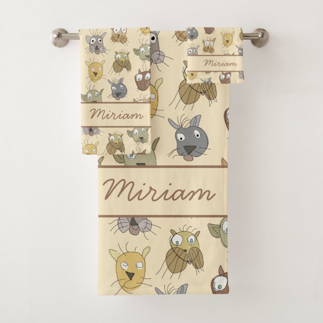 Cats Doodle Bath Towel Set (Insitu)