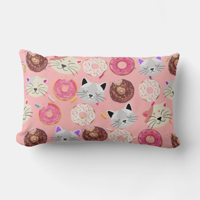 Cats & Doughnuts Lumbar Pillow (Front)