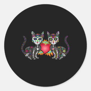 Cats Duo Cute Cats Mexican Sugar Skull  Classic Round Sticker