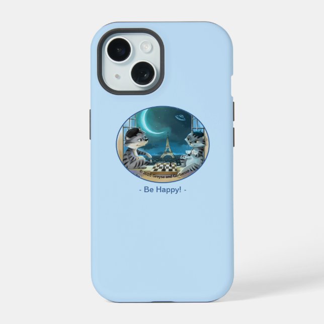 Cats Eiffel Tower - Night Happy Phone Case (Back)